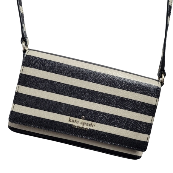 Kate Spade New York Cedar Street Stripe Aster Off Shore/Pebble Crossbody Purse - Picture 1 of 12
